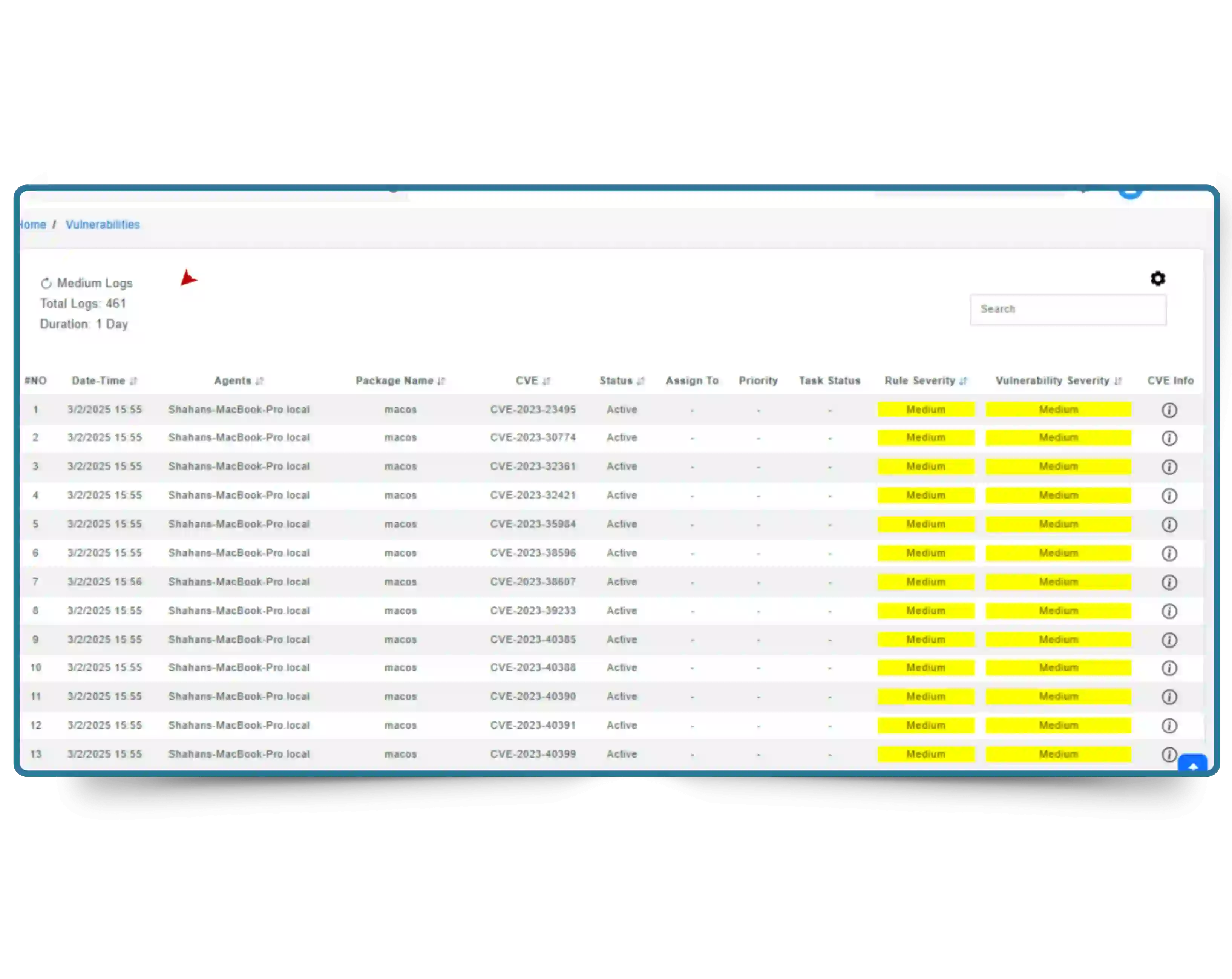 CyberSilo TEM continuous vulnerability assessment dashboard showing real-time CVE discovery across cloud, endpoints, and network assets