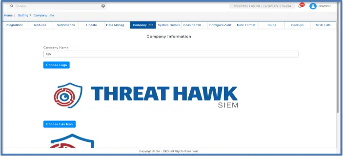 ThreatHawk MSSP SIEM white-label dashboard showing custom MSSP branding on client portals and reports